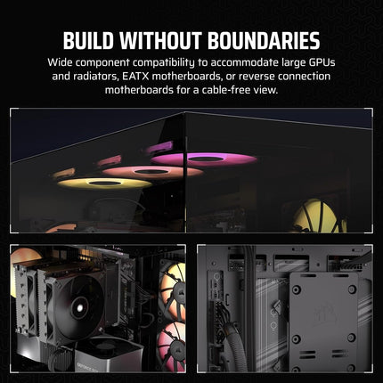 CORSAIR 3500X Mid-Tower ATX PC Case – Panoramic Tempered Glass – Reverse Connection Motherboard Compatible – No Fans Included – Black