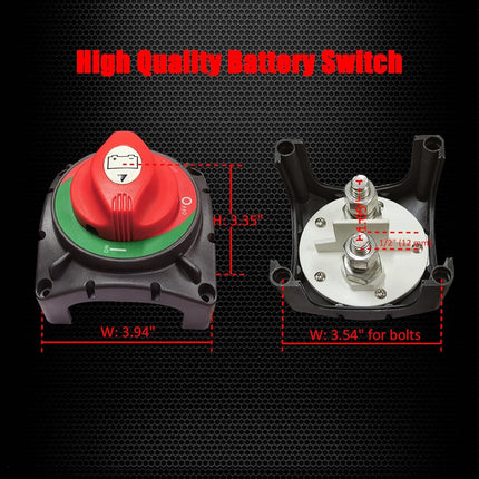 Ampper High Current Battery Switch, 12-48 V Battery Master Cut Disconnect Switch Isolator for Marine Boat, Ship, Yacht, RV, Truck (On/Off, High Current)