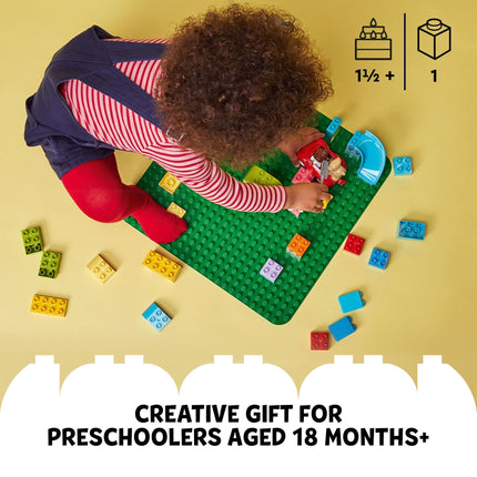 LEGO DUPLO Placa base verde – Cimiento de 24x24 espigas para que los niños pequeños construyan, jueguen y exhiban sus creaciones de ladrillo – Juguete de construcción de placa base para niños – 10980