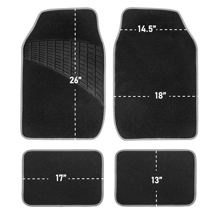 FH Group - F14503-RED F14503 RED Color-Trimmed Liners Non-Slip Car Floor Mats with Rubber Heel Pad – Full Set