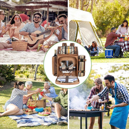 Hap Tim Picnic Basket Backpack for 2 Person with Insulated Cooler Compartment, Wine Holder, Fleece Blanket, Cutlery Set,Perfect for Beach, Day Travel, Hiking, Camping,Lovers Gifts(AU-36083)