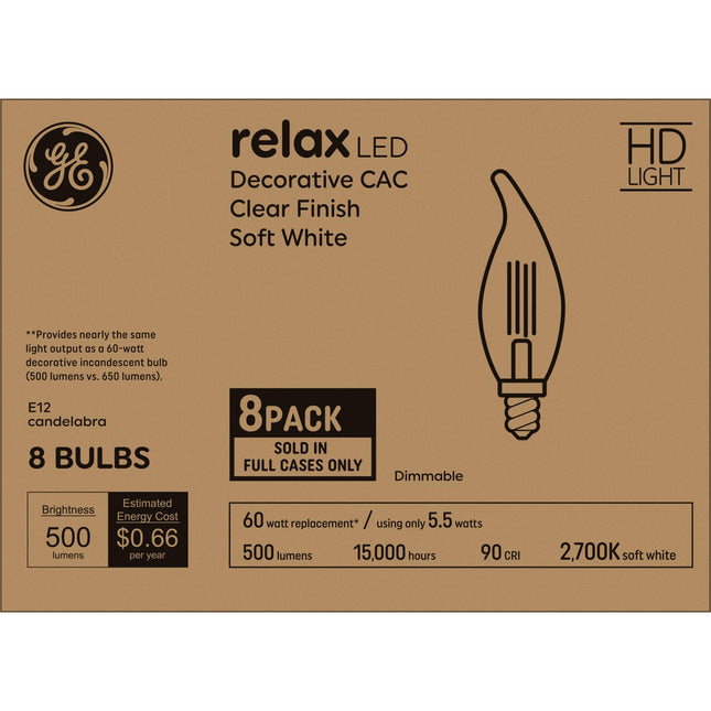 GE Lighting Relax LED Light Bulbs, 60 Watt Eqv, De