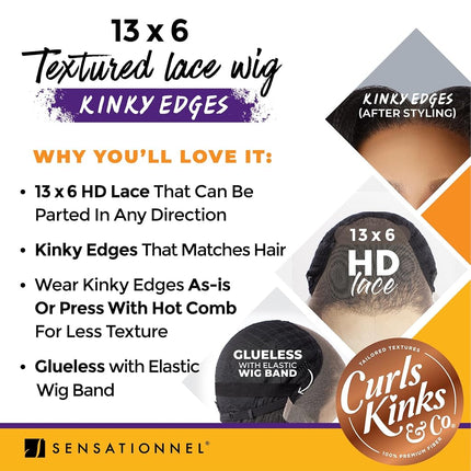 Sensationnel Kinky Edge 13x6 Lace Wigs - Peluca sintética sin pegamento Kinky Edge Body Wave de 14 pulgadas - CKCO Kinky Edge Body Wave de 14 pulgadas (BALAYAGEGOLD)