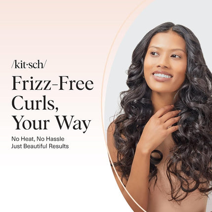 Kitsch Velvet XL Heatless Curling Set - Hair Curler for Heatless Curls Overnight - Flexi Rod & Hair Curlers to Sleep In, No Heat Damage Styling - With Two Velvet Bow Scrunchies - Eucalyptus