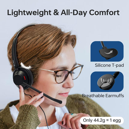 Blucalm Wired Headset with Mic for Work, Single on Ear Headset