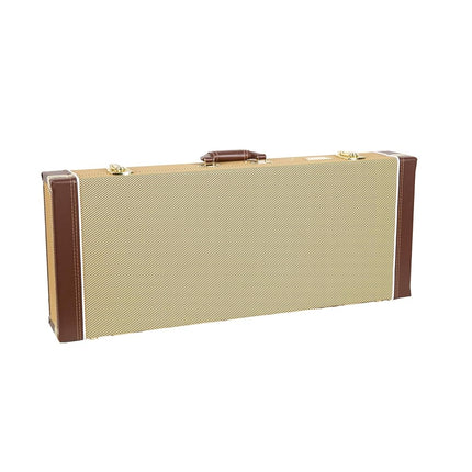 Crossrock Rectangular Wooden Case fits A-Style Mandolins, with Accessory Compartment, Stainless Steel Latches, Metal Feet-Vinyl Tweed (CRW620MATW-R)
