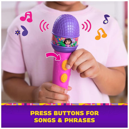 Dora, Rainforest Rhythms Microphone with Music, Sound Fx & Bilingual Phrases, Children's Toy for Girls and Boys from 3 Years