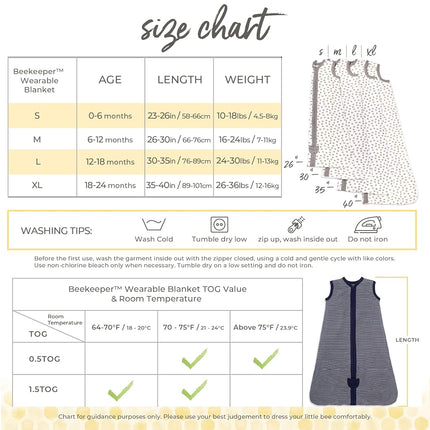 Burt's Bees Baby - Beekeeper Wearable Blanket, 100% Organic Cotton, Swaddle Transition Sleeping Bag - - Medium