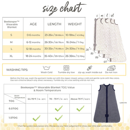Burt's Bees Baby - Beekeeper Wearable Blanket, 100% Organic Cotton, Swaddle Transition Sleeping Bag - - Medium