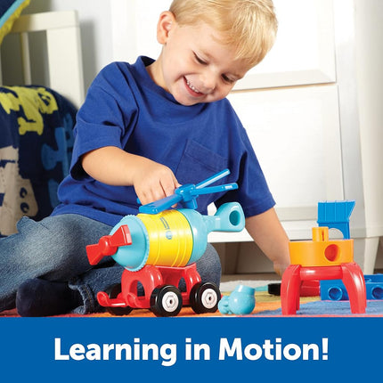 Learning Resources 1-2-3 Build It - Rocket-Train-Helicopter, Fine Motor Toy, Kids Building Set