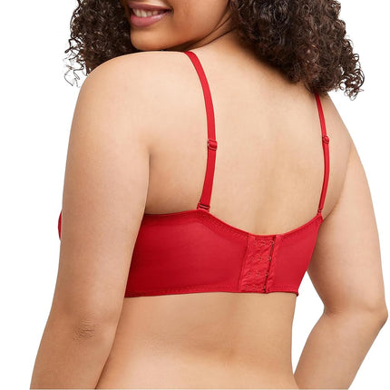 Maidenform Women's Pure Comfort Wireless Lace Longline Bralette, Lightly Lined Convertible Bra, Eclipse Red, 38B