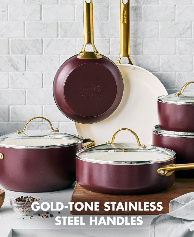 GreenPan Padova Hard Anodized Healthy Ceramic Nonstick, 10" and 12" Frying Pan Skillet Set, PFAS-Free, Induction, Dishwasher Safe, Truffle Brown
