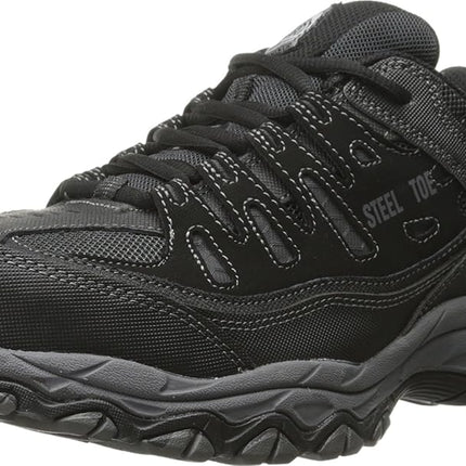 Skechers Men's Cankton Steel Toe Construction Shoe, Black/Charcoal, 8.5 UK