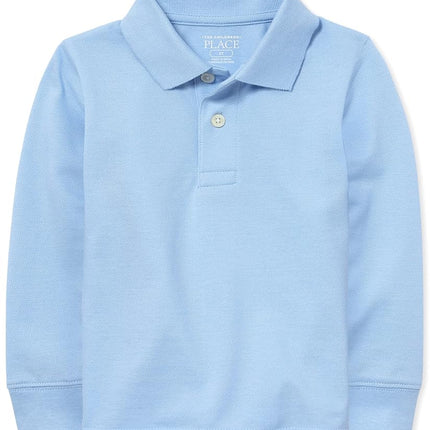 The Children's Place Baby Boys' and Toddler Long Sleeve Pique Polo Shirt, Brook Single, 9-12 Months