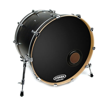 Evans REMAD Resonant Bass Drum Head, Adjustable Damping System with Foam Damping Ring, Black, 18 Inch