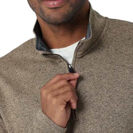 Wrangler Authentics Men's Long Sleeve Fleece Quarter-zip, Petrified Oak, 3XL