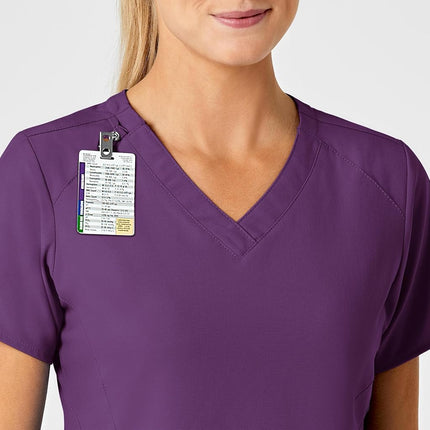 WonderWink 6155AEGGPXL Haut femme col en V stylisé W123, Aubergine, Taille Standard-XL
