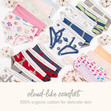 Burt's Bees Baby Toddler Girls' Underwear, Organic Cotton Panties, Tag-Free Comfort Briefs, Pack of 5, Puppies & Rainbows, 6 Years