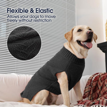 IECOii Dog Sweaters for Large Dogs,XXL Dog Sweater Warm Pullover Vest for Winter,Knitted Dog Sweater Large Size Dog Sweatshirt for Extra Large Dogs boy Girl,Golden Retriever,Pitbull,DarkGrey-2XL