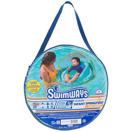 Swimways Premium Infant Spring Float, Travel-Friendly Inflatable Baby Pool Float with Sun Canopy for Infants 3-9 Months