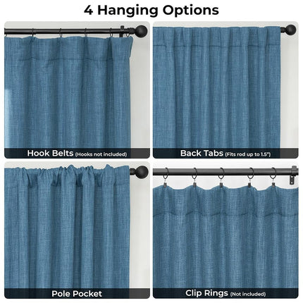 HPD Half Price Drapes Faux Linen Room Darkening Curtains - 84 Inches Long Luxury Linen Curtains for Bedroom & Living Room (1 Panel), 50W X 84L, Denim