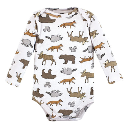 Hudson Baby unisex-baby Cotton Long-sleeve Bodysuits, Animal Adventure, 6-9 Months
