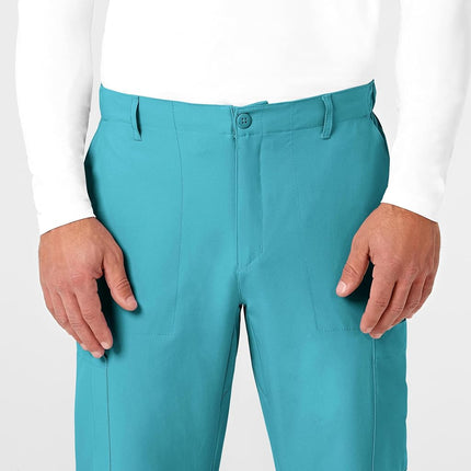 WonderWink 5355ATEALMD W123 Men's Flat Front Cargo Pocket Pant, Teal Blue, Standard-M Size