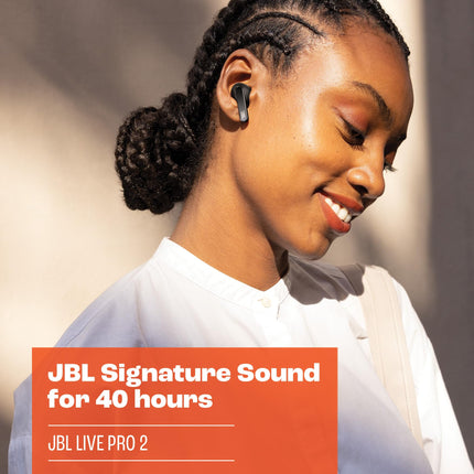 JBL Live Pro 2: 40 Hours of Playtime, True Adaptive Noise Cancelling, Smart Ambient, and Beamforming mics (Blue), Small