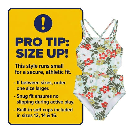 Maillot de bain 1 pièce Kanu Surf pour filles, modèle Beach Sport Cut-Out, coloris Spring Bouquet Ice Green, taille 14
