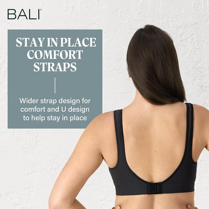 Bali Women's Comfort Revolution Wireless Bra, ComfortFlex Fit Full-Coverage Wirefree Bra, Black, XXL