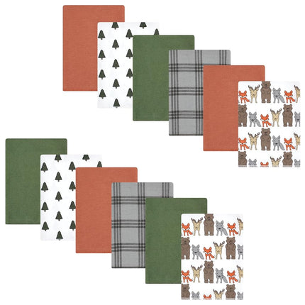 Hudson Baby Unisex Baby Cotton Flannel Burp Cloths Bundle, Wild Forest, One Size