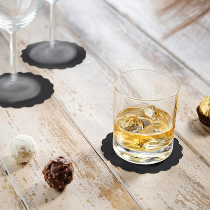 Disposable Linen-Feel Black Coasters for Drinks, 3.5 Inch Round Paper Coasters for Bar, Cocktail, Beverage, Wine Or Event, 500 Pack Bulk