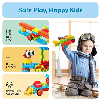Picasso Toys 116pc Hedgehog Construction Building Blocks Toy Set Interlock Tiles with Idea Book, 4 Action Figure Characters, 4 Decorative Eyes STEM Learning Kit Playset for Boys Girls 3 and Up PTB116