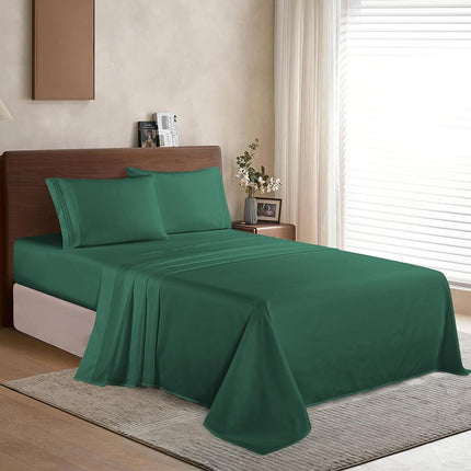 Elegant Comfort Luxury Soft 1500 Thread Count Egyptian 4-Piece Premium Hotel Quality Wrinkle Resistant Coziest Bedding Set, All Around Elastic Fitted Sheet Deep Pocket up to 16inch, Queen Hunter Green