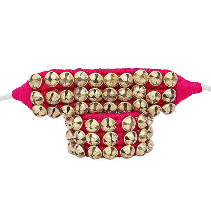 HANDTECHINDIA Dancing Bells Ghungroo Pair, Double Line, Brass