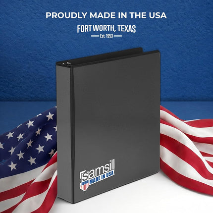 Samsill 1.5 Inch 3 Ring Binders, Made in USA, Economy Round Ring, Clear View Cover, 325 Sheet Capacity - for School, Home, Office - Black, 12 Pack