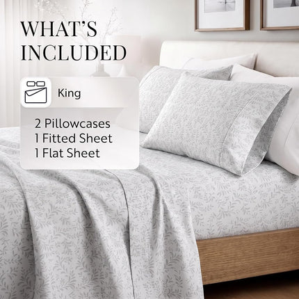 Linen Market 4 Piece King Size Sheets (Gray Vines) - Sleep Better Than Ever with These Ultra-Soft & Cooling King Sheets for Your King Size Bed - Deep Pocket Fits 16" Mattress