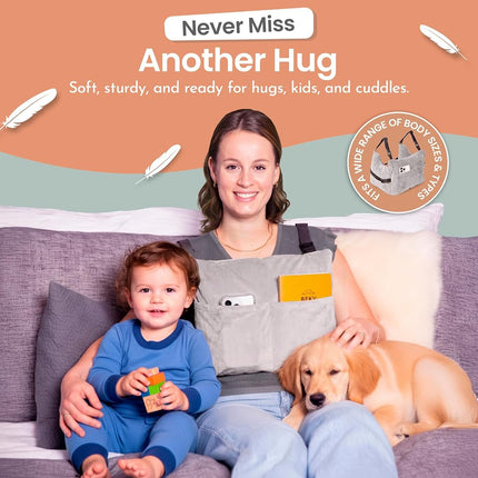 MOYOAMA Bundle Grey Plush: Mastectomy Pillow IR Design with Shower Bag, 2X Coldpacks, and Seatbelt Pillow