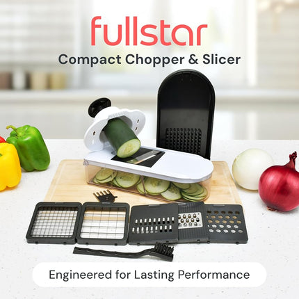 Fullstar Mandoline Slicer for Kitchen - Vegetable Chopper, Onion Potato Food Veggie Fruit Slicer and Cutter with Container, Kitchen Gadgets & Accessories, Home Essentials (6-in-1, Full White)