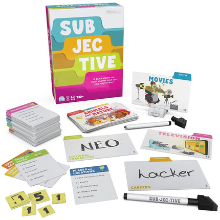 Spin Master Games Subjective - Un juego de preguntas de personalidad para una noche de juegos familiar divertida, para niños y adultos a partir de 10 años, juegos para campamento y de palabras