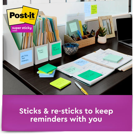 Notes Post-it Super Sticky Pop-up, 76x76 mm, 6 Blocs, Adhésion 2X Plus Forte, Couleurs Poptimistic, Couleurs Vives, Recyclable (R330-6SST)
