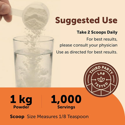 Pure Ascorbic Acid Powder (Water Soluble Vitamin C Powder), 1 KG (2.2 Pounds), Immune Vitamins for Immune System Booster and Strong Antioxidant for Making Serum or Adding to Smoothie and Drinks