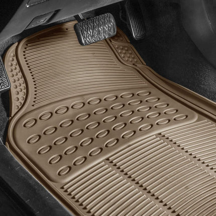 FH Group Automotive Floor Mats Climaproof for All Weather Protection Universal Fit Trim to Fit for Most Cars, SUVs, and Trucks, 3 Row 4pc Full Set Black