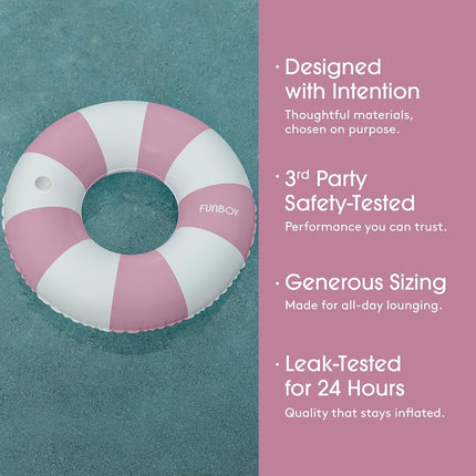 FUNBOY Giant Vintage Purple Stripe Inflatable Tube Pool Float with Cup Holder 48" Large Pool Float for Adults Inner Tube Swimming Pool Toys Swim Rings |Pool Lounger for Pool Party & Summer
