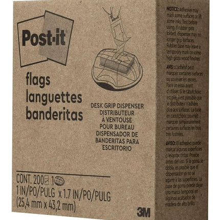 Post-it Flags, 200/High Volume Desk Grip Dispenser, 1 in Wide, Red (680-HVRD)