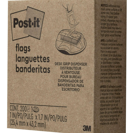 Banderitas Post-it, "Firme aquí", 200 unidades/Dispensador de escritorio de alta capacidad con agarre, 2,54 cm de ancho, amarillo (680-HVSH)