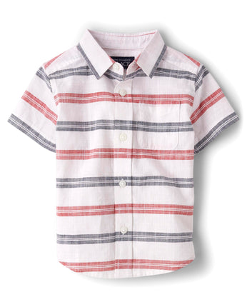 The Children's Place Big Boys' Short Sleeve Button