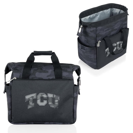 Picnic TIME NCAA TCU Horned Frogs Nevera portátil On The Go, Fiambrera con aislamiento, Bolsa de almuerzo aislada, (camuflaje negro)