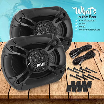Pyle 3-Way Universal Car Stereo Speakers - 300W 5”x7” Triaxial Loud Pro Audio Car Speaker Universal Quick Replacement Component Speaker Vehicle Door/Side Panel Mount Compatible PL5173BK (Pair)