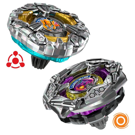 Beyblade X and Transformers Collab, Bumblebee 3-60GP vs. Shockwave 5-80O, 2 Takara Tomy Tops, 2 Launchers, Battling Top Game Toys, Ages 8+